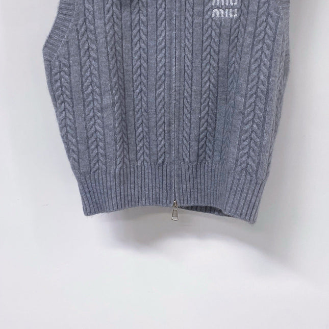 MIUMIU 26S KNIT ZIP-UP SWEATER VEST 1349