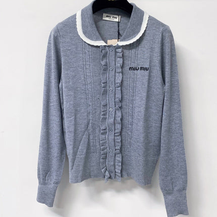MIUMIU 26S COLLAR RUFFLE CARDIGAN 1335