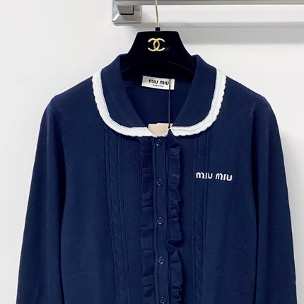 MIUMIU 26S COLLAR RUFFLE CARDIGAN 1334