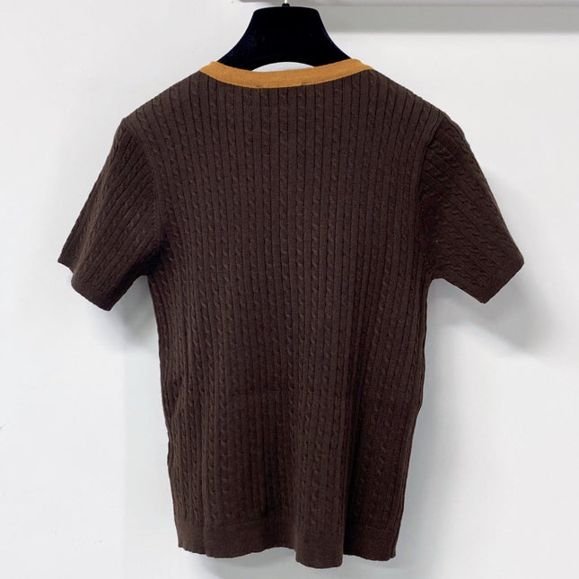 RALPH LAUREN 26S SHORT-SLEEVE CABLE-KNIT TOP 763