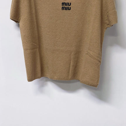 MIUMIU 26S SHORT-SLEEVE KNIT TOP 1289