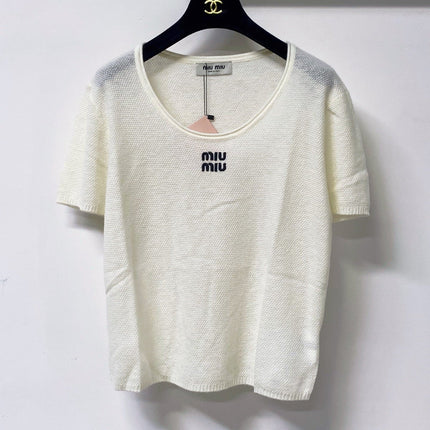 MIUMIU 26S SHORT-SLEEVE KNIT TOP 1288