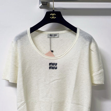 MIUMIU 26S SHORT-SLEEVE KNIT TOP 1288