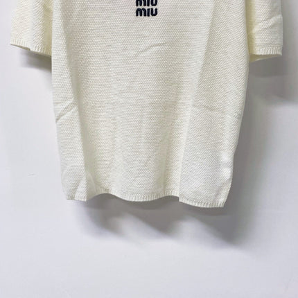 MIUMIU 26S SHORT-SLEEVE KNIT TOP 1288