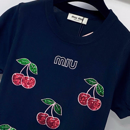 MIUMIU 26S SHORT-SLEEVE KNIT TOP 1291