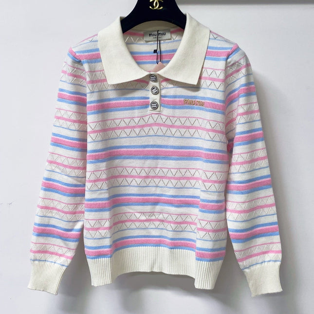 MIUMIU 26S LONG-SLEEVE KNIT POLO 1284