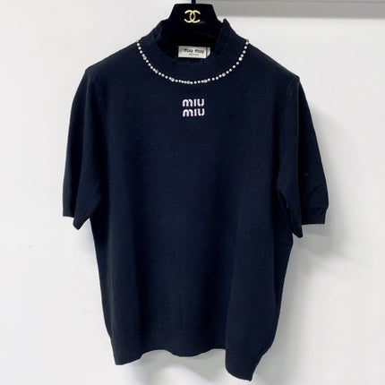 MIUMIU 26S SHORT-SLEEVE KNIT TOP 1424