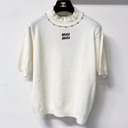 MIUMIU 26S SHORT-SLEEVE KNIT TOP 1423