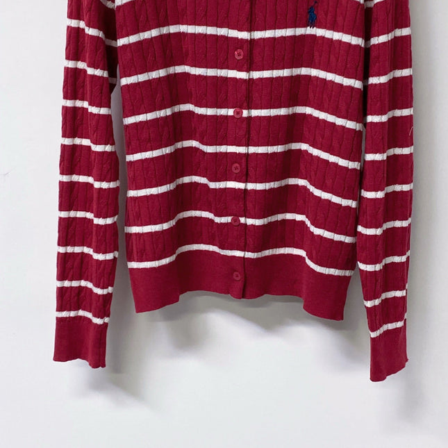 RALPH LAUREN 26S STRIPED CABLE-KNIT CARDIGAN 748
