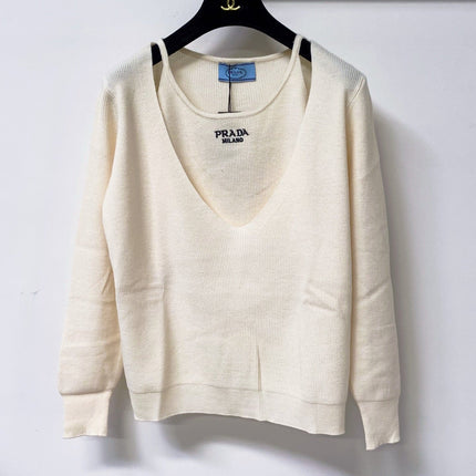 PRADA 26S V-NECK LAYERED KNIT SWEATER 1067