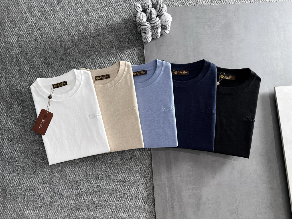 LORO PIANA CREWNECK T-SHIRT IN BLACK COTTON