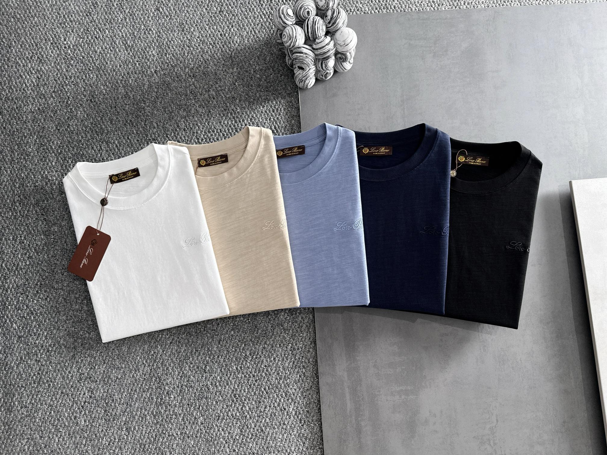LORO PIANA CREWNECK T-SHIRT IN BLACK COTTON