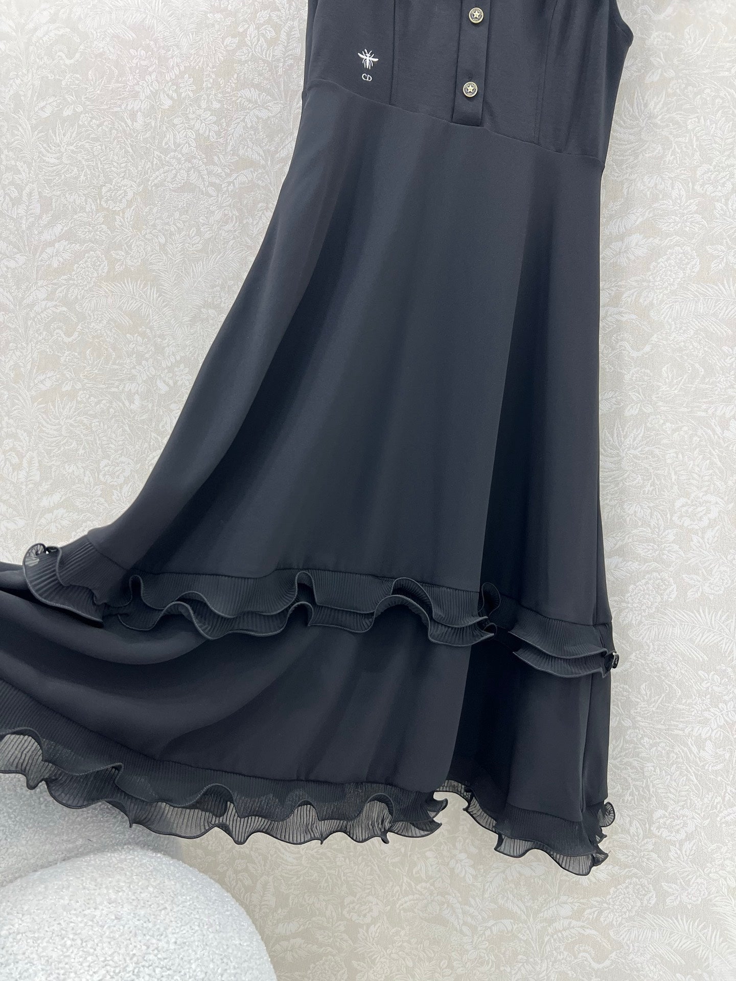 DIOR SLEEVELESS DRESS WITH RUFFLED SHOULDERS AND HEM 269143