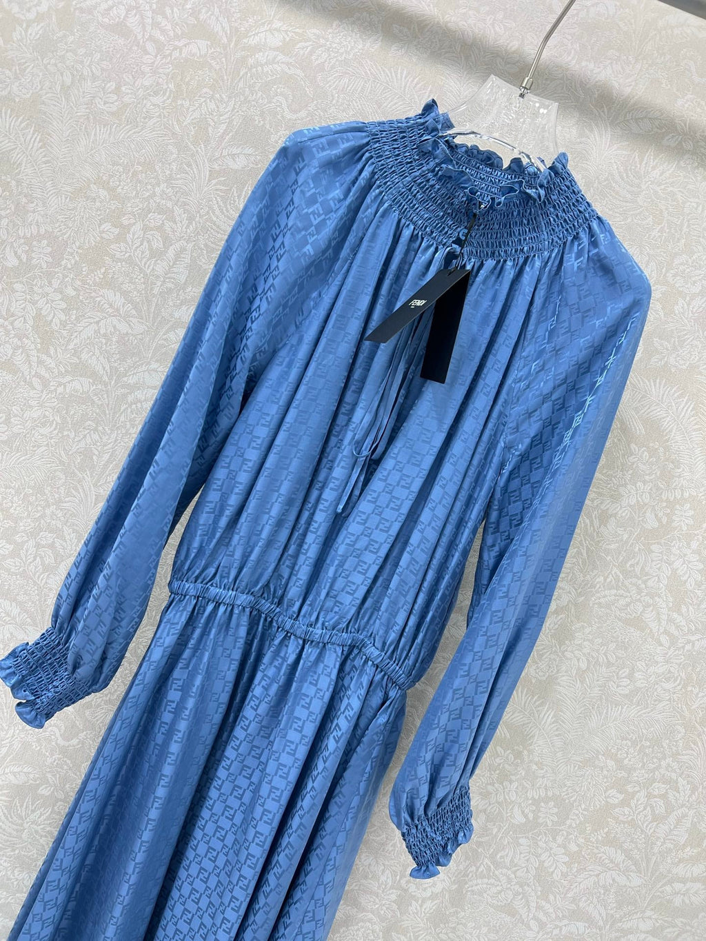 FENDI PATTERNED JACQUARD SILK DRESS 275108