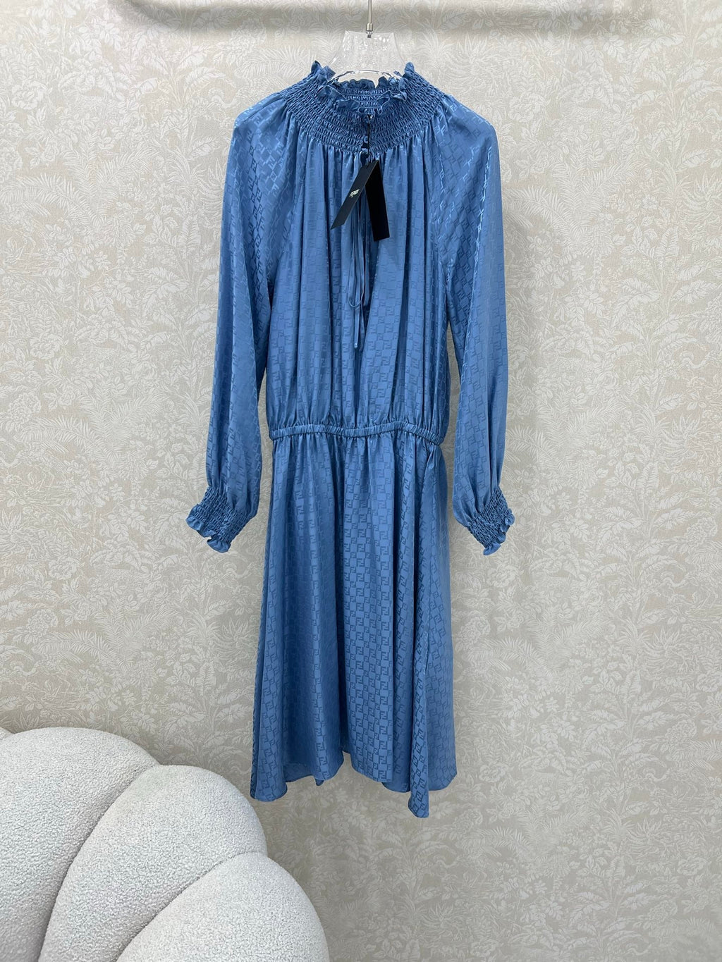 FENDI PATTERNED JACQUARD SILK DRESS 275108