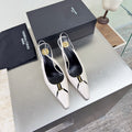 YSL 26S SLINGBACK HIGH HEELS 105 MM IN CREAM WHITE CALFSKIN