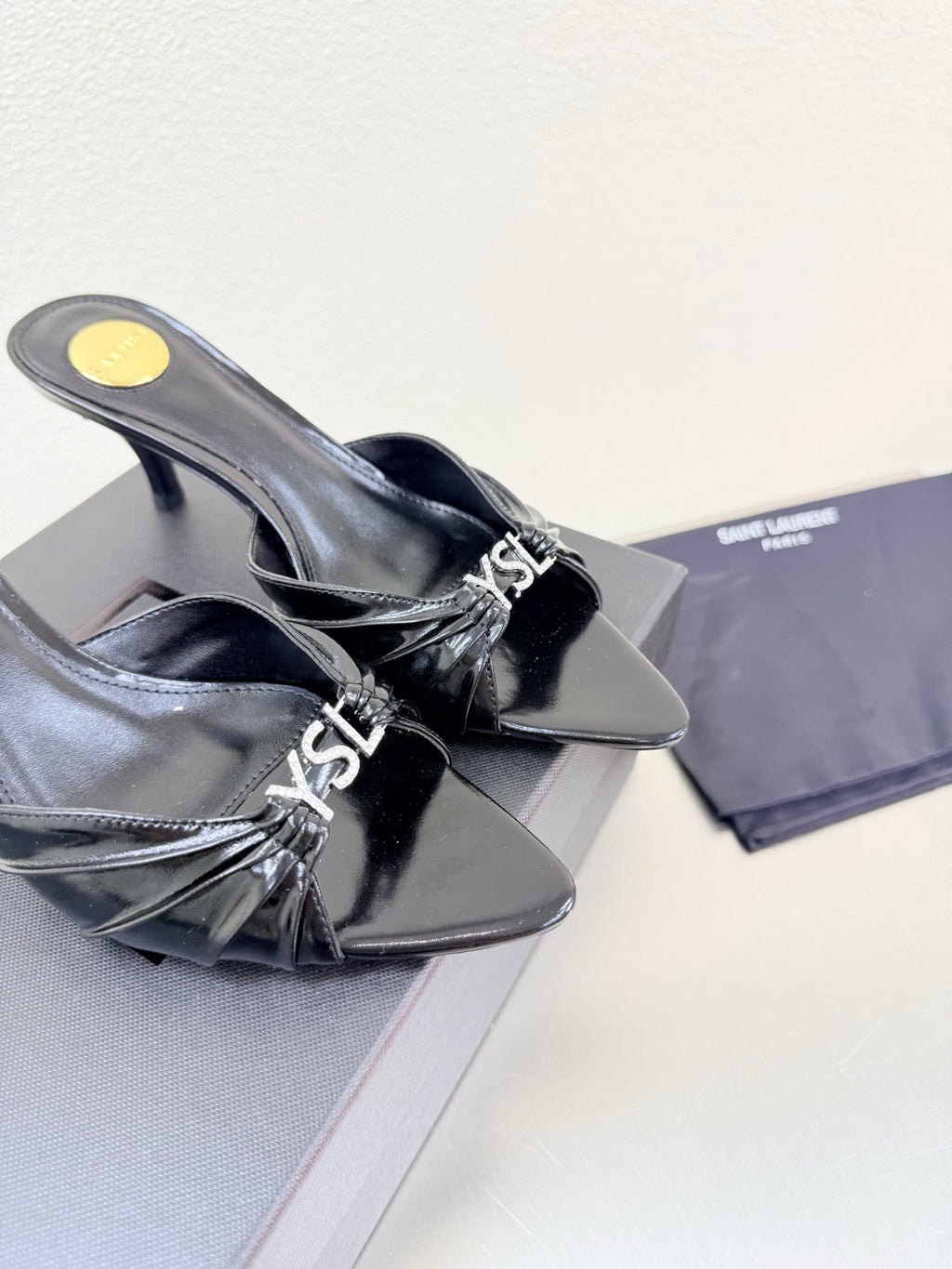YSL 26S HIGH HEEL SANDALS 65 MM IN BLACK CALFSKIN