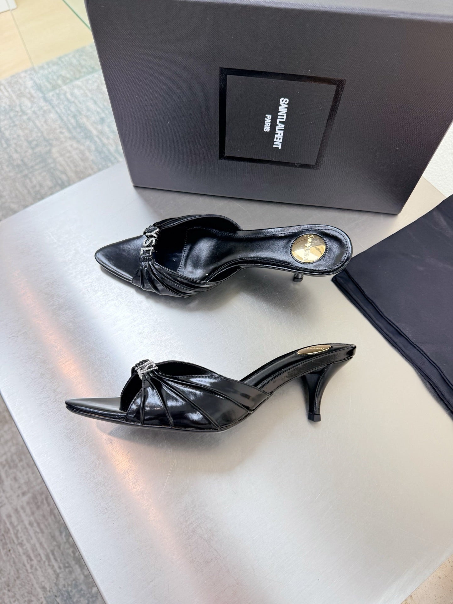 YSL 26S HIGH HEEL SANDALS 65 MM IN BLACK CALFSKIN