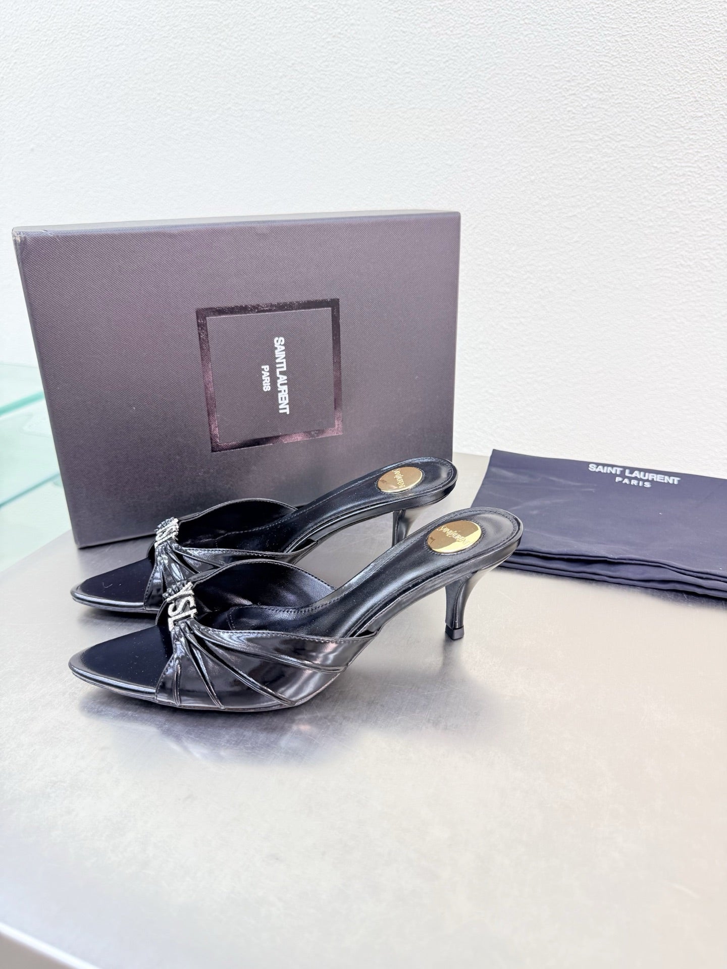 YSL 26S HIGH HEEL SANDALS 65 MM IN BLACK CALFSKIN