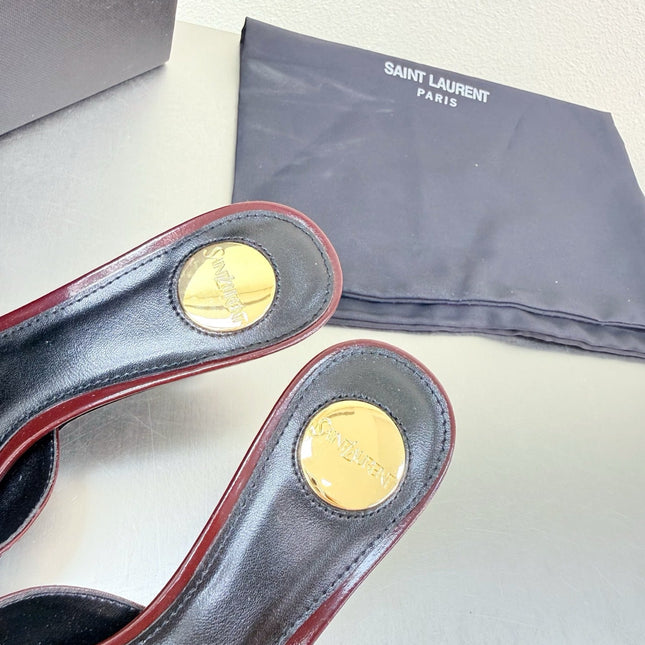 YSL 26S HIGH HEEL SANDALS 65 MM IN DARK RED CALFSKIN