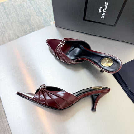 YSL 26S HIGH HEEL SANDALS 65 MM IN DARK RED CALFSKIN