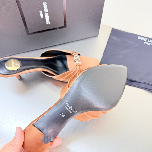 YSL 26S HIGH HEEL SANDALS 65 MM IN ORANGE FABRIC