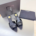 YSL 26S HIGH HEEL SANDALS 65 MM IN BLACK FABRIC