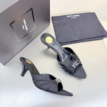 YSL 26S HIGH HEEL SANDALS 65 MM IN BLACK FABRIC