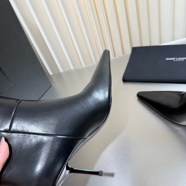 YSL 26S ANKLE BOOTS 80 MM IN BLACK SHINY LAMBSKIN