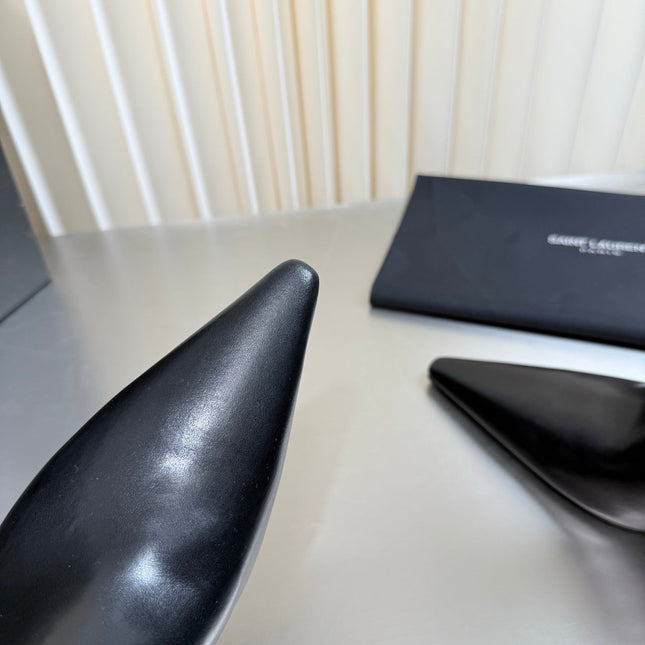 YSL 26S ANKLE BOOTS 80 MM IN BLACK SHINY LAMBSKIN