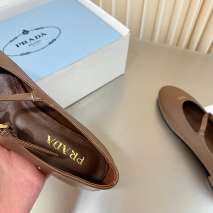 PRADA 26S BALLERINAS IN BROWN SMOOTH CALFSKIN