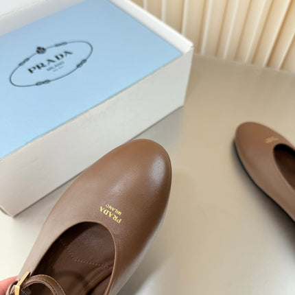 PRADA 26S BALLERINAS IN BROWN SMOOTH CALFSKIN