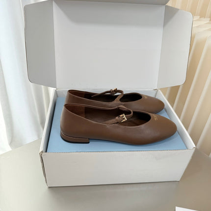 PRADA 26S BALLERINAS IN BROWN SMOOTH CALFSKIN