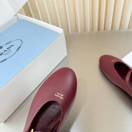 PRADA 26S BALLERINAS IN DARK RED SMOOTH CALFSKIN
