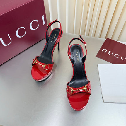 GUCCI 26S SLINGBACK PUMP 105 MM IN RED GLOSSY CALFSKIN