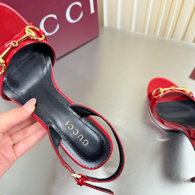GUCCI 26S SLINGBACK PUMP 105 MM IN RED GLOSSY CALFSKIN