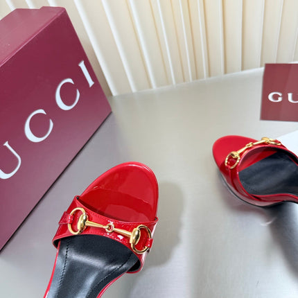GUCCI 26S SLINGBACK PUMP 105 MM IN RED GLOSSY CALFSKIN