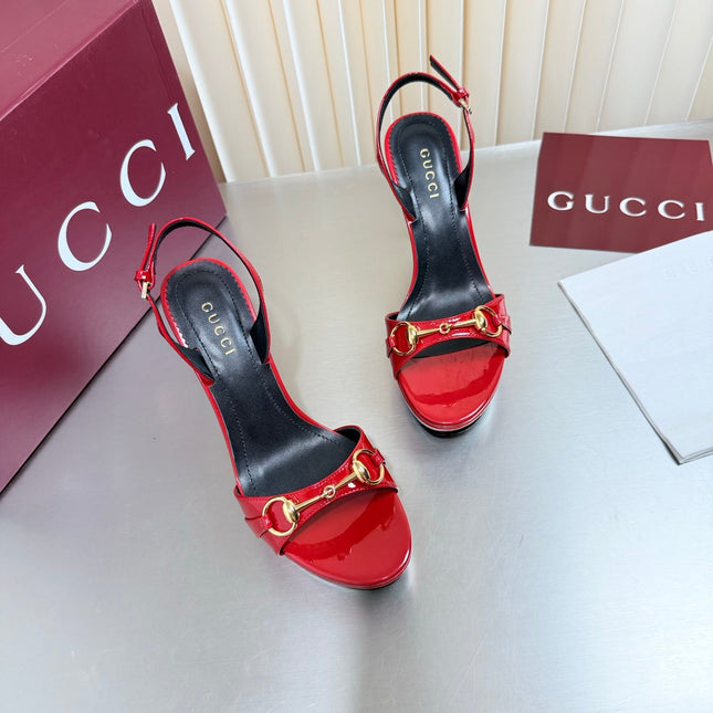 GUCCI 26S SLINGBACK PUMP 105 MM IN RED GLOSSY CALFSKIN