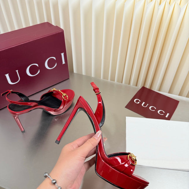 GUCCI 26S SLINGBACK PUMP 105 MM IN RED GLOSSY CALFSKIN