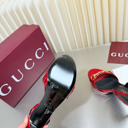 GUCCI 26S SLINGBACK PUMP 105 MM IN RED GLOSSY CALFSKIN