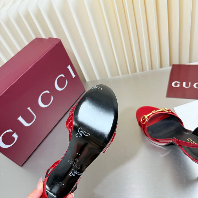 GUCCI 26S SLINGBACK PUMP 105 MM IN RED GLOSSY CALFSKIN