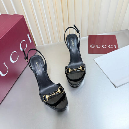 GUCCI 26S SLINGBACK PUMP 105 MM IN BLACK GLOSSY CALFSKIN