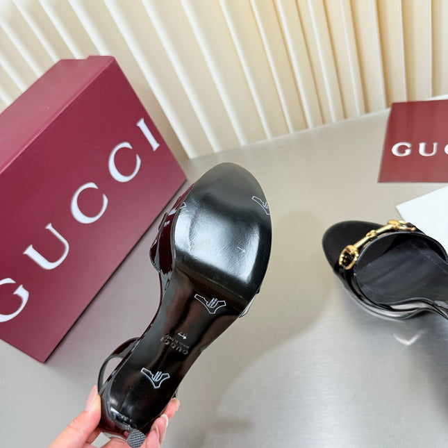 GUCCI 26S SLINGBACK PUMP 105 MM IN BLACK GLOSSY CALFSKIN