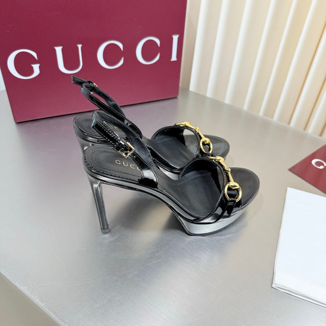GUCCI 26S SLINGBACK PUMP 105 MM IN BLACK GLOSSY CALFSKIN
