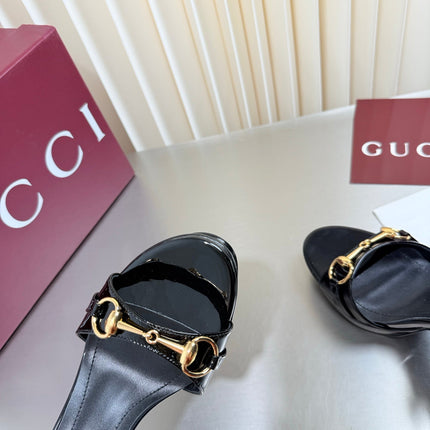 GUCCI 26S SLINGBACK PUMP 105 MM IN BLACK GLOSSY CALFSKIN