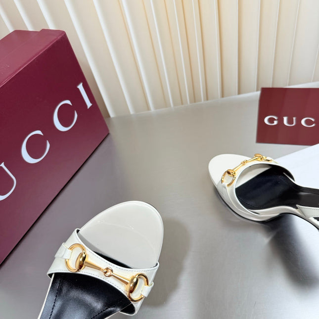 GUCCI 26S SLINGBACK PUMP 105 MM IN CREAM WHITE CALFSKIN
