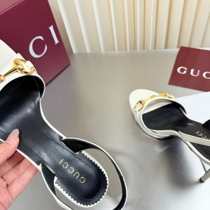 GUCCI 26S SLINGBACK PUMP 105 MM IN CREAM WHITE CALFSKIN