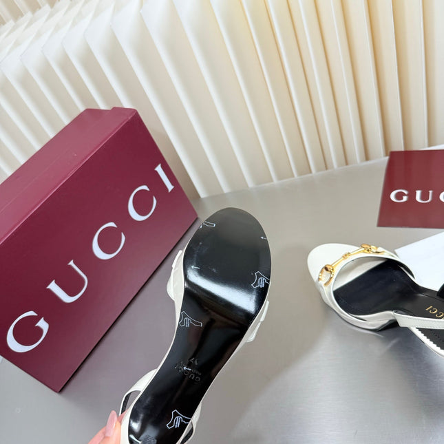 GUCCI 26S SLINGBACK PUMP 105 MM IN CREAM WHITE CALFSKIN