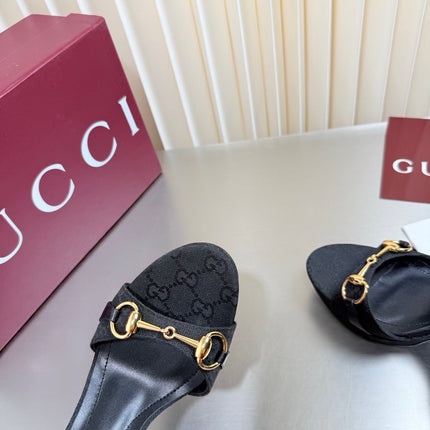 GUCCI 26S SLINGBACK PUMP 105 MM IN BLACK GG CANVAS