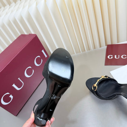 GUCCI 26S SLINGBACK PUMP 105 MM IN BLACK GG CANVAS